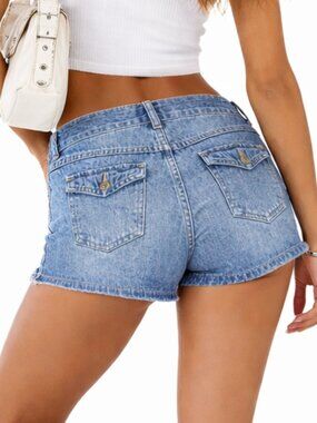 Tommy Hilfiger Y2K Flap Pocket Denim Short Shorts 3 27